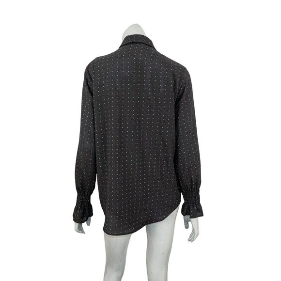 The KOOPLES Black Polka Dot Print Blouse tighten cuffs size Medium - Picture 5 of 12